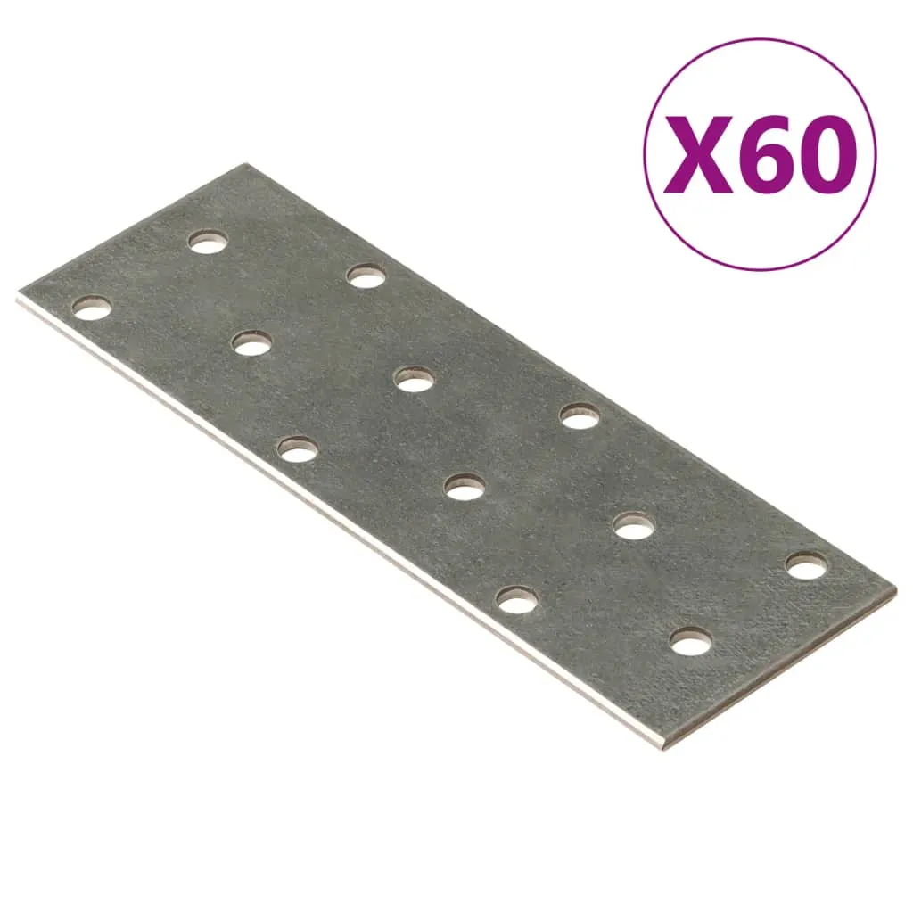 vidaXL Piastre Forate 60 pz 2 mm 120x40 mm Acciaio Zincato