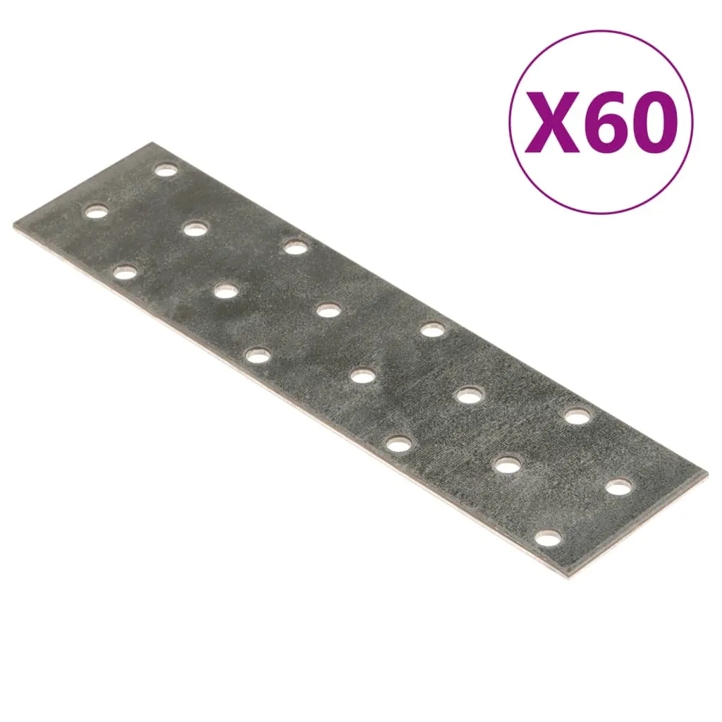 vidaXL Piastre Forate 60 pz 2 mm 160x40 mm Acciaio Zincato