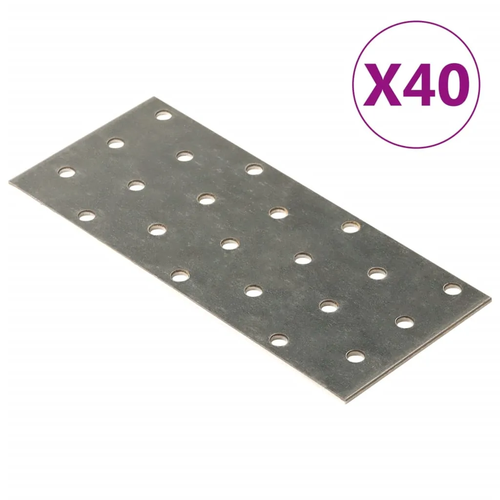 vidaXL Piastre Forate 40 pz 2 mm 140x60 mm Acciaio Zincato