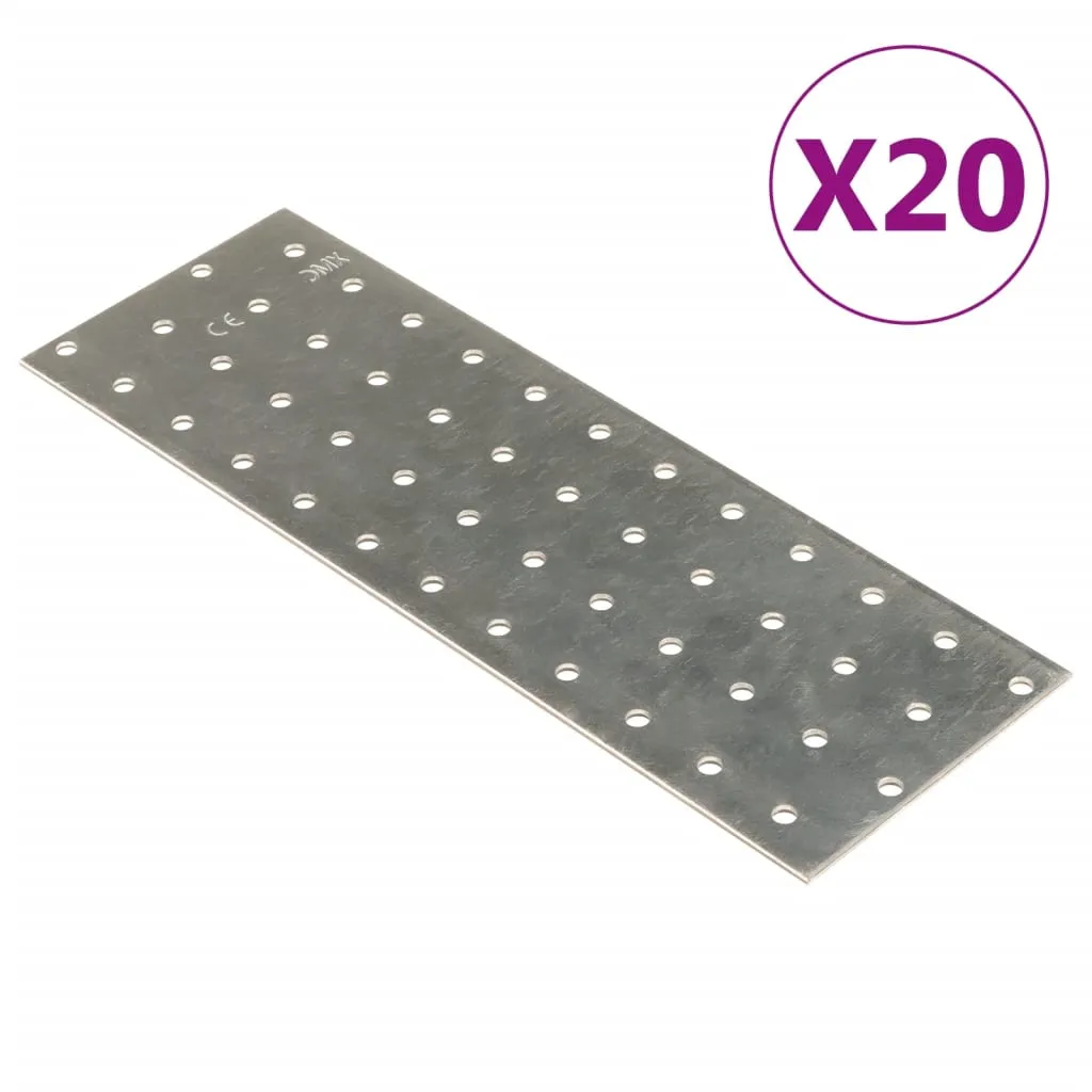 vidaXL Piastre Forate 20 pz 2 mm 240x80 mm Acciaio Zincato