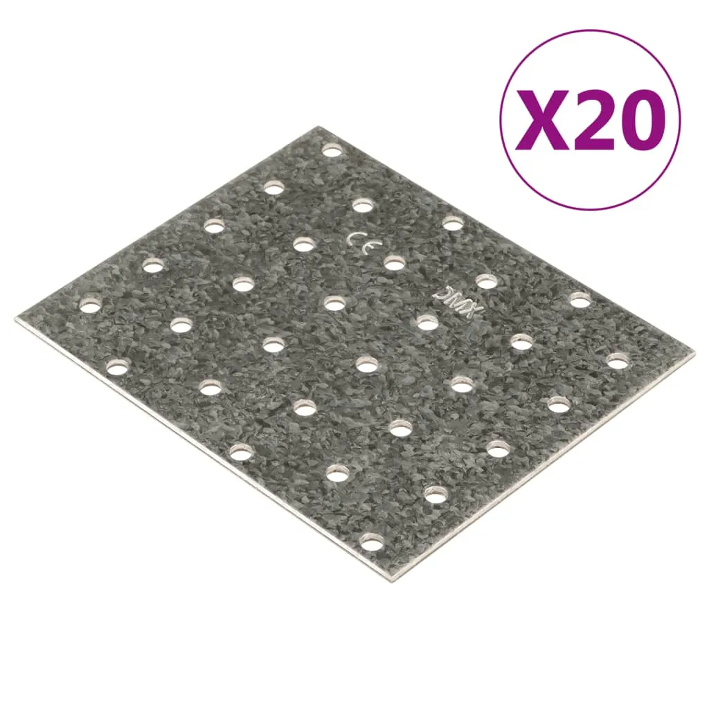 vidaXL Piastre Forate 20 pz 2 mm 120x100 mm Acciaio Zincato