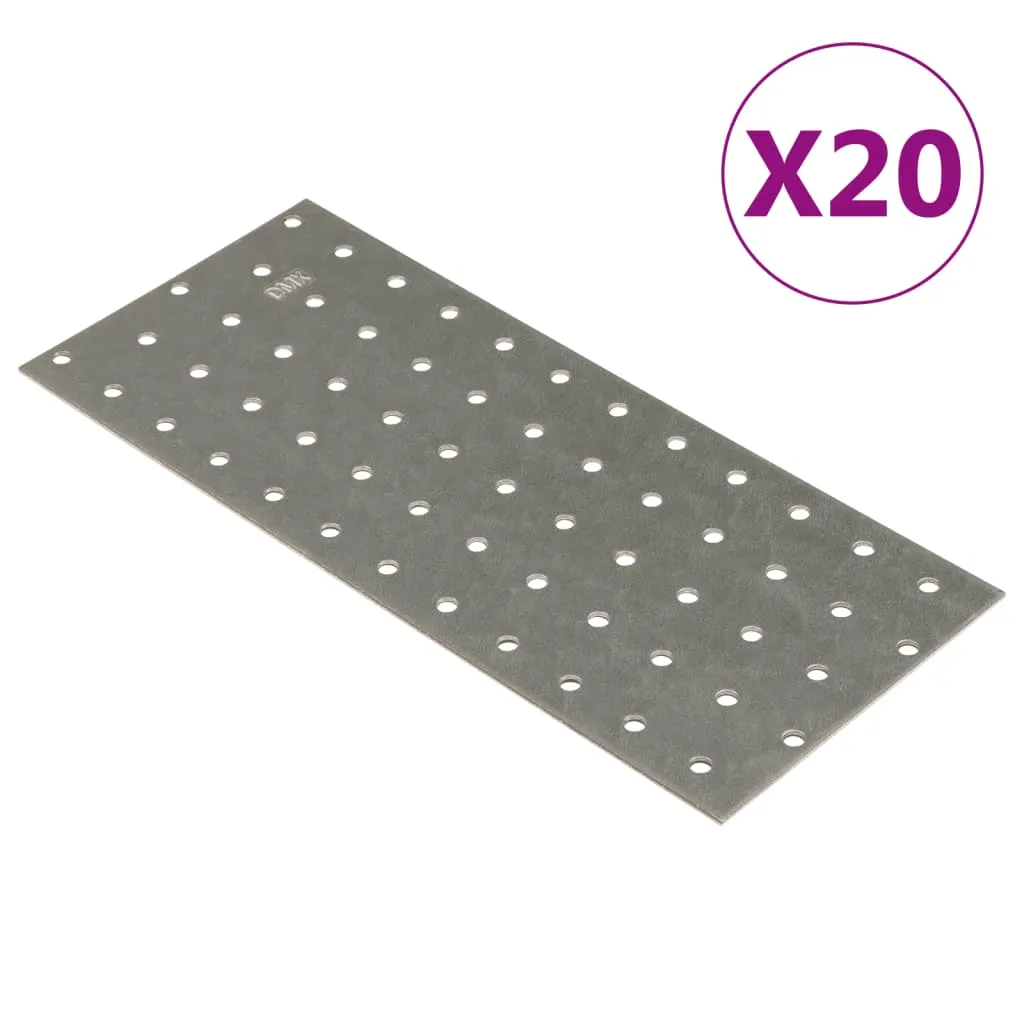 vidaXL Piastre Forate 20 pz 2 mm 240x100 mm Acciaio Zincato