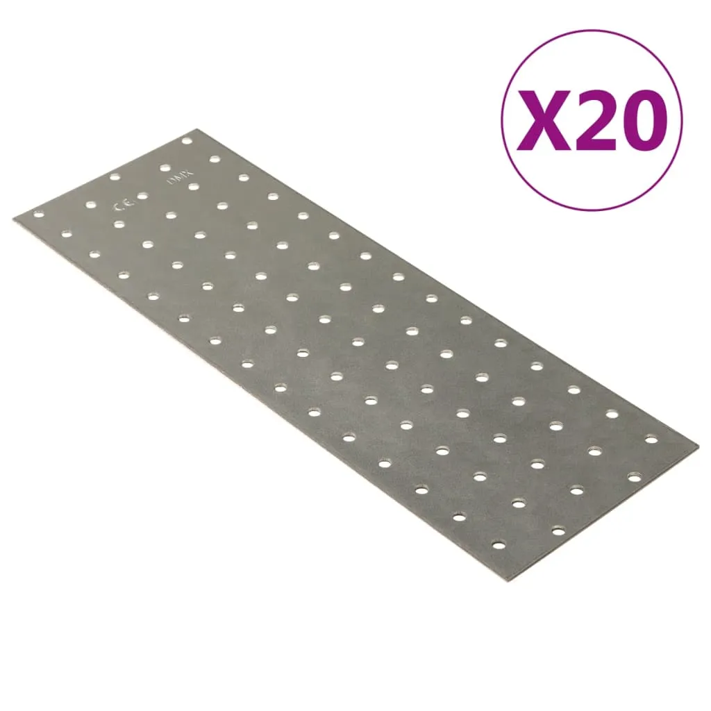 vidaXL Piastre Forate 20 pz 2 mm 300x100 mm Acciaio Zincato