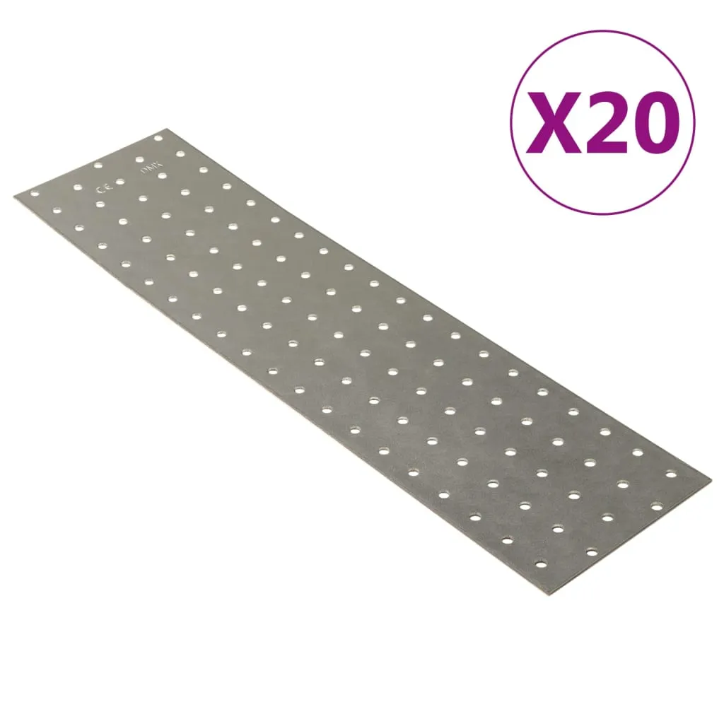 vidaXL Piastre Forate 20 pz 2 mm 400x100 mm Acciaio Zincato