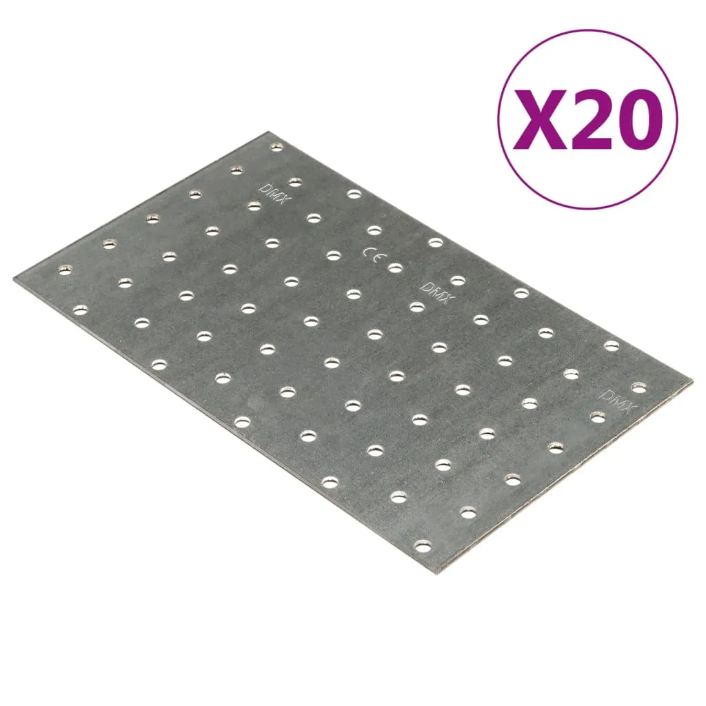 vidaXL Piastre Forate 20 pz 2 mm 200x120 mm Acciaio Zincato