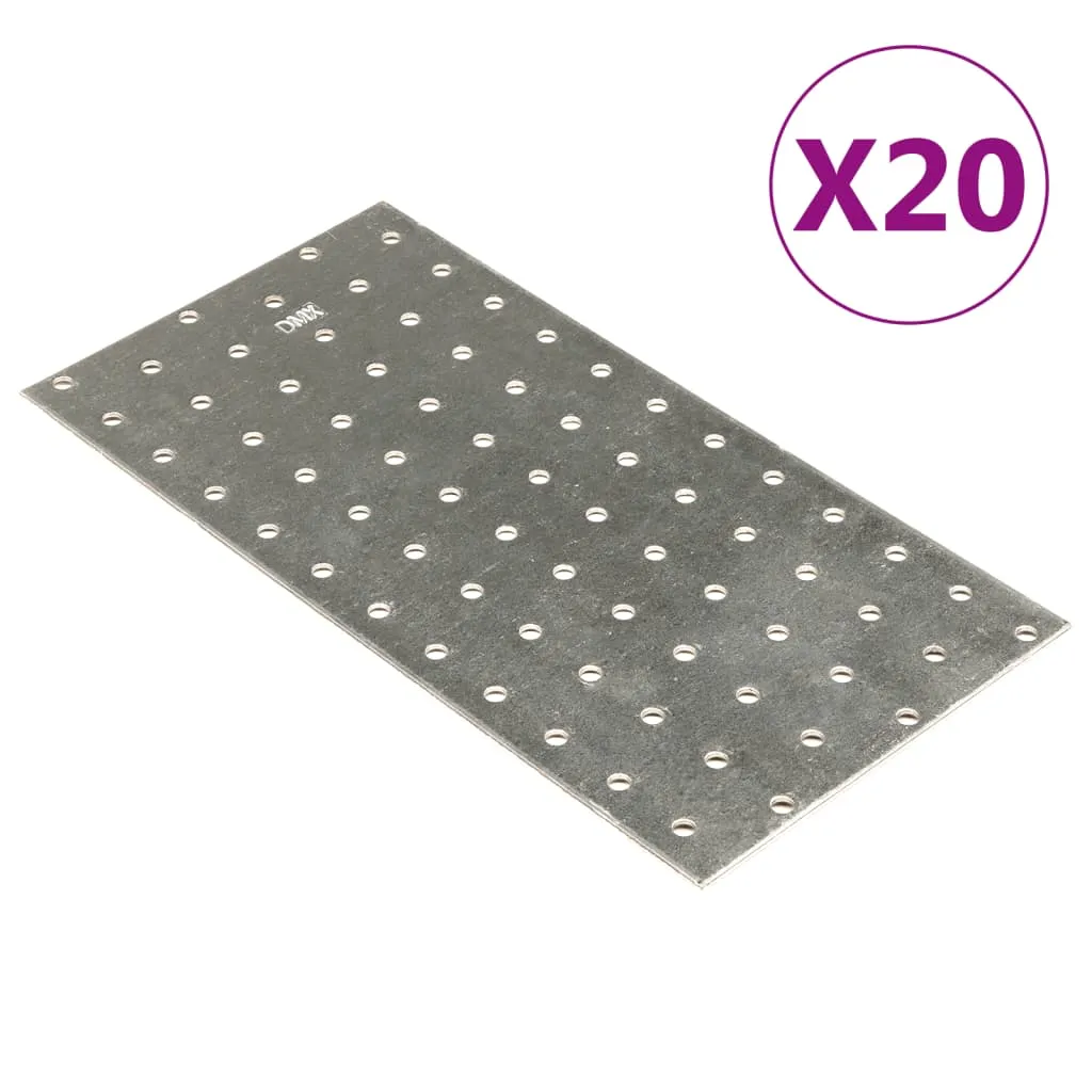 vidaXL Piastre Forate 20 pz 2 mm 240x120 mm Acciaio Zincato