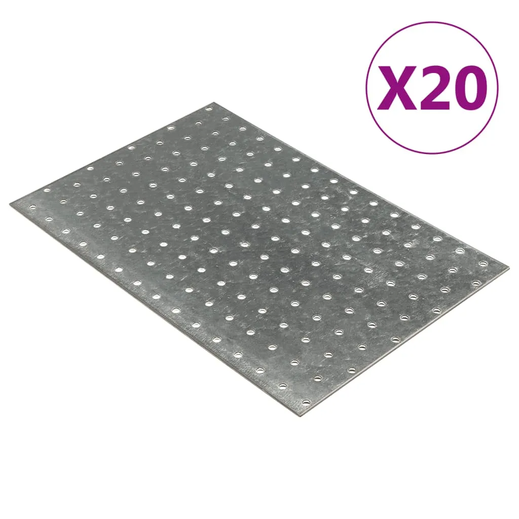 vidaXL Piastre Forate 20 pz 2 mm 300x200 mm Acciaio Zincato