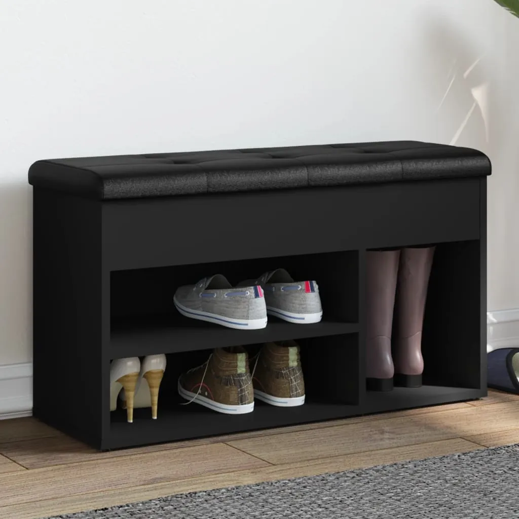 vidaXL Panca Porta Scarpe Nera 82x32x45,5 cm in Legno Multistrato