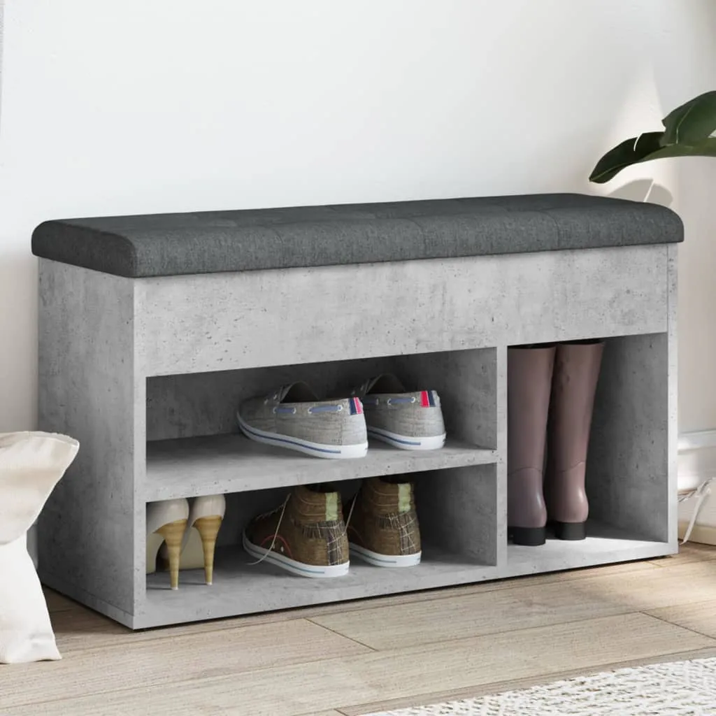 vidaXL Panca per Scarpe Grigio Cemento 82x32x45,5cm Legno Multistrato