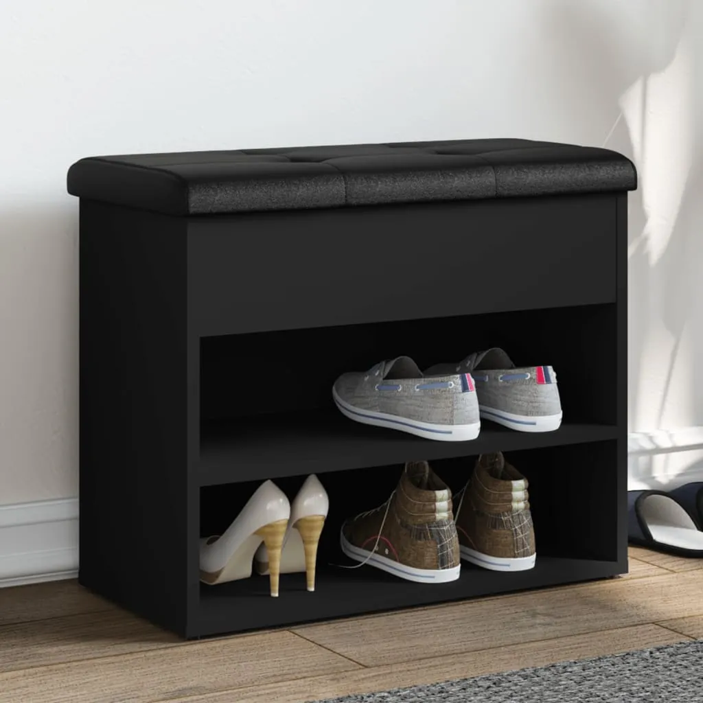 vidaXL Panca Porta Scarpe Nera 62x32x50 cm in Legno Multistrato