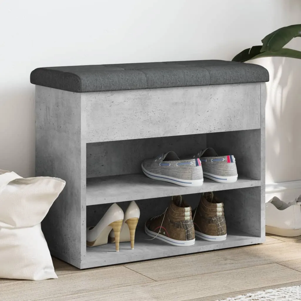 vidaXL Panca Porta Scarpe Grigio Cemento 62x32x50cm Legno Multistrato