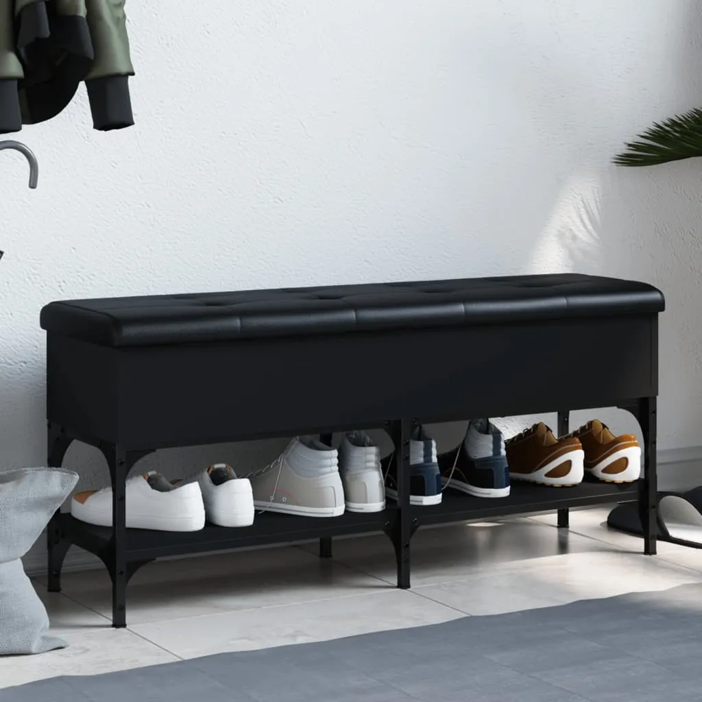 vidaXL Panca Porta Scarpe Nera 102x32x45 cm in Legno Multistrato