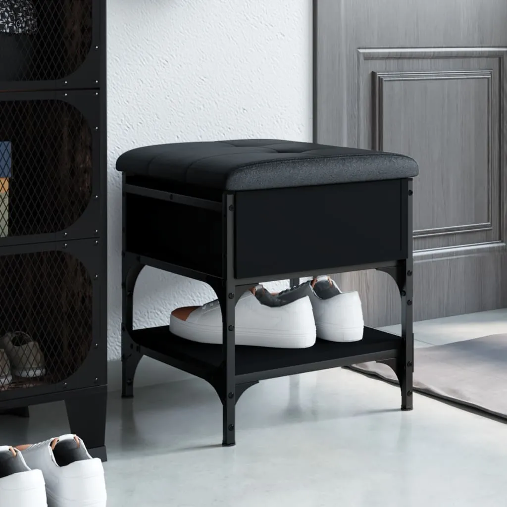 vidaXL Panca Porta Scarpe Nera 42x42x45 cm in Legno Multistrato