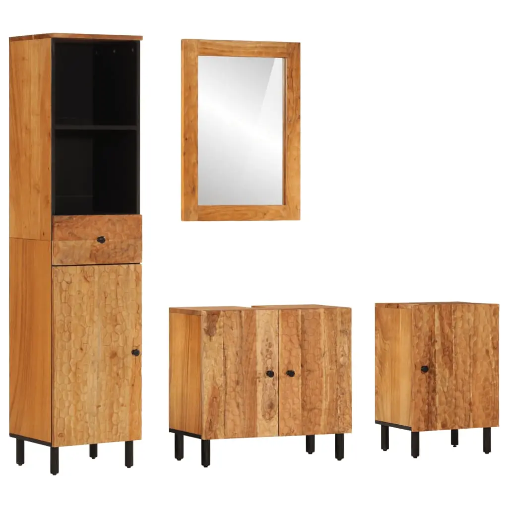 Set Mobili da Bagno 4pz in Legno Massello di Acacia