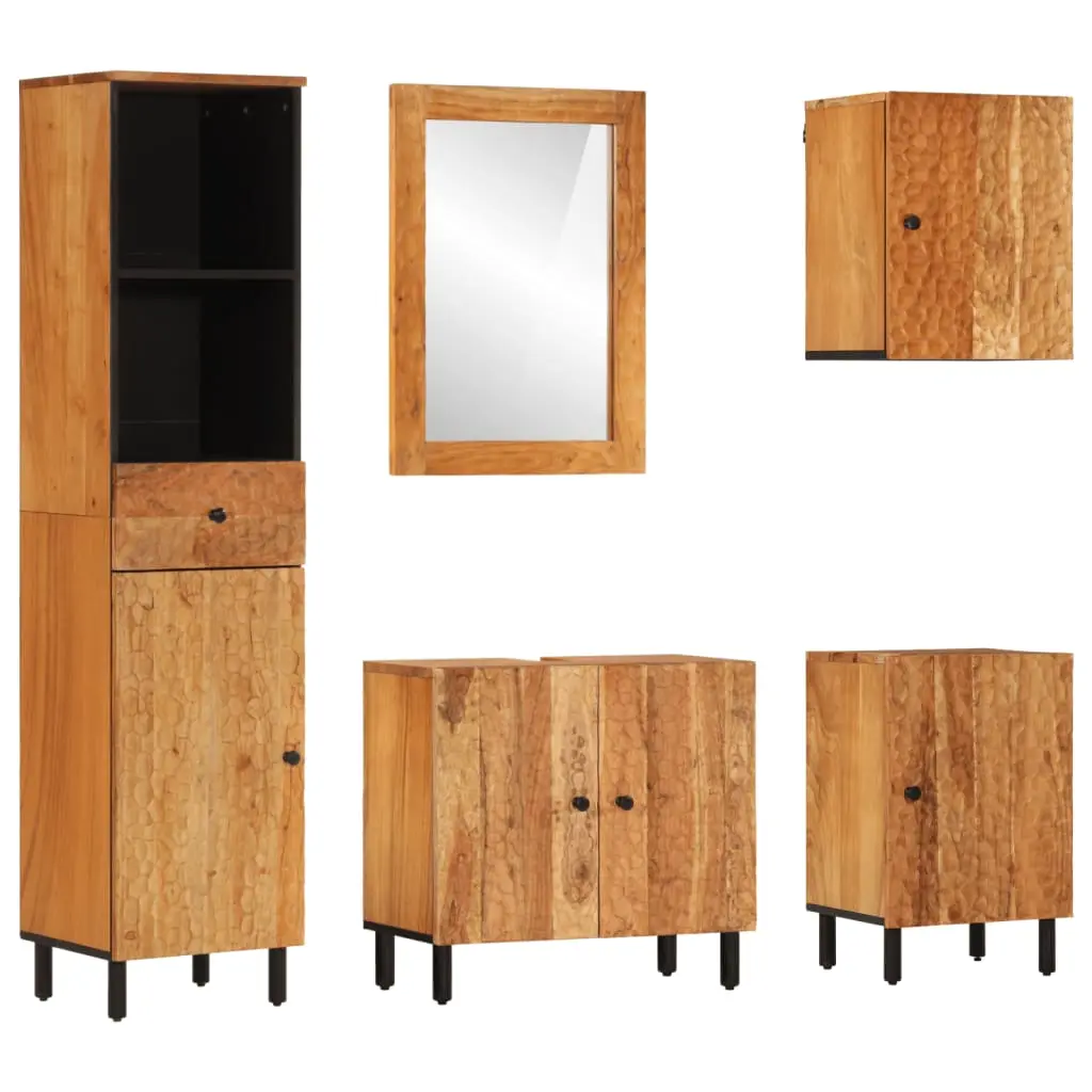 Set Mobili da Bagno 5pz in Legno Massello di Acacia