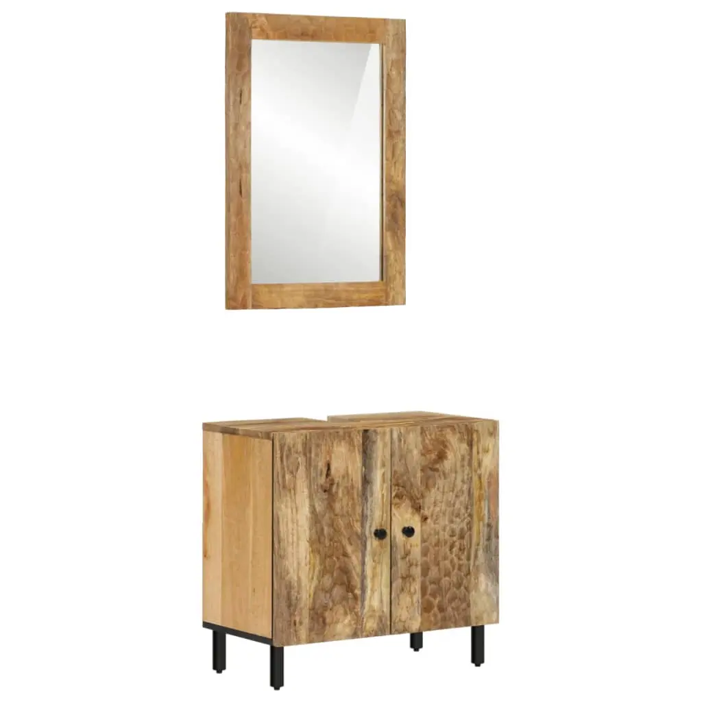 Set Mobili da Bagno 2pz in Legno Massello di Mango