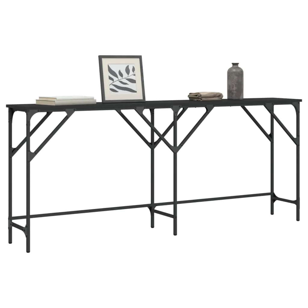 vidaXL Tavolino Consolle Nero 180x29x75 cm in Legno Multistrato