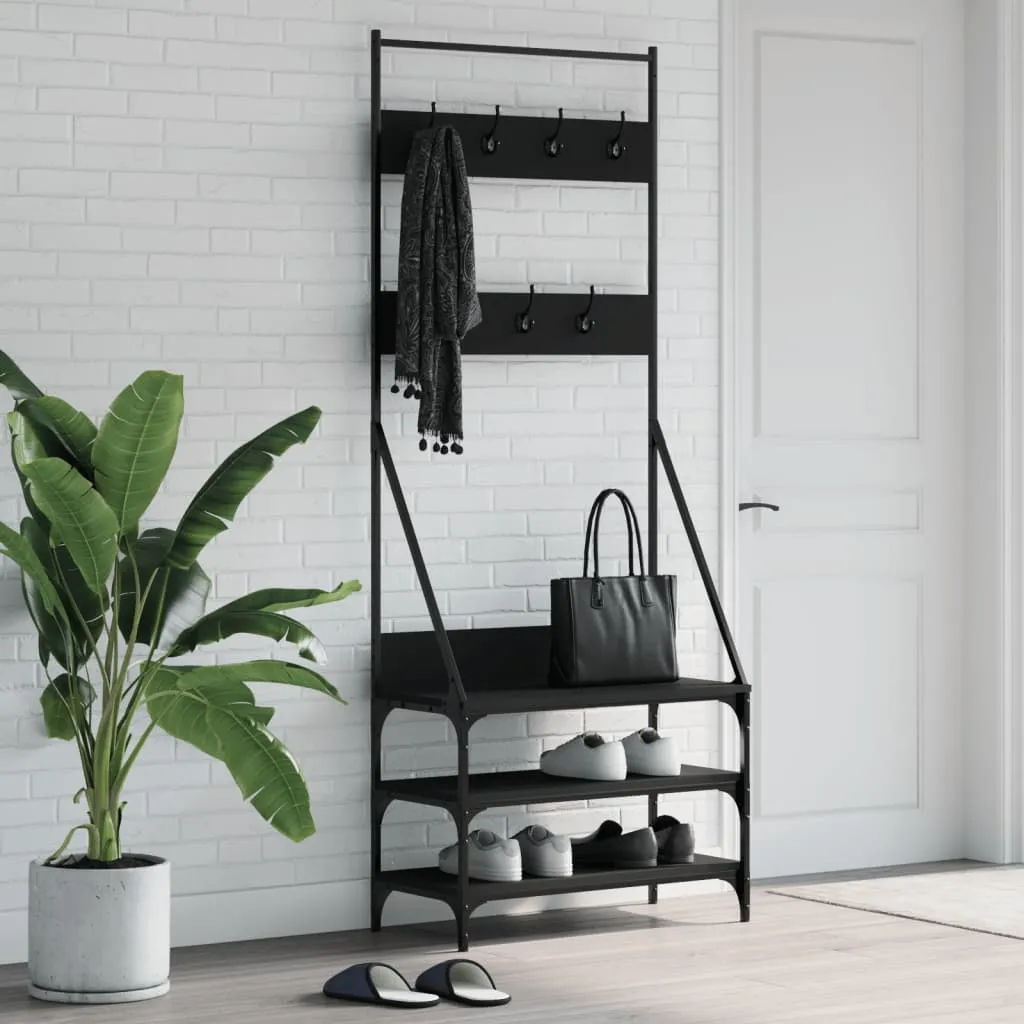 vidaXL Appendiabiti con Porta Scarpe Nero 72x34x184 cm