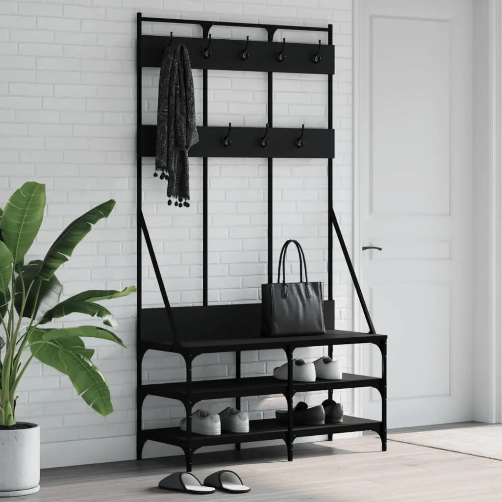 vidaXL Appendiabiti con Porta Scarpe Nero 100x40x184 cm