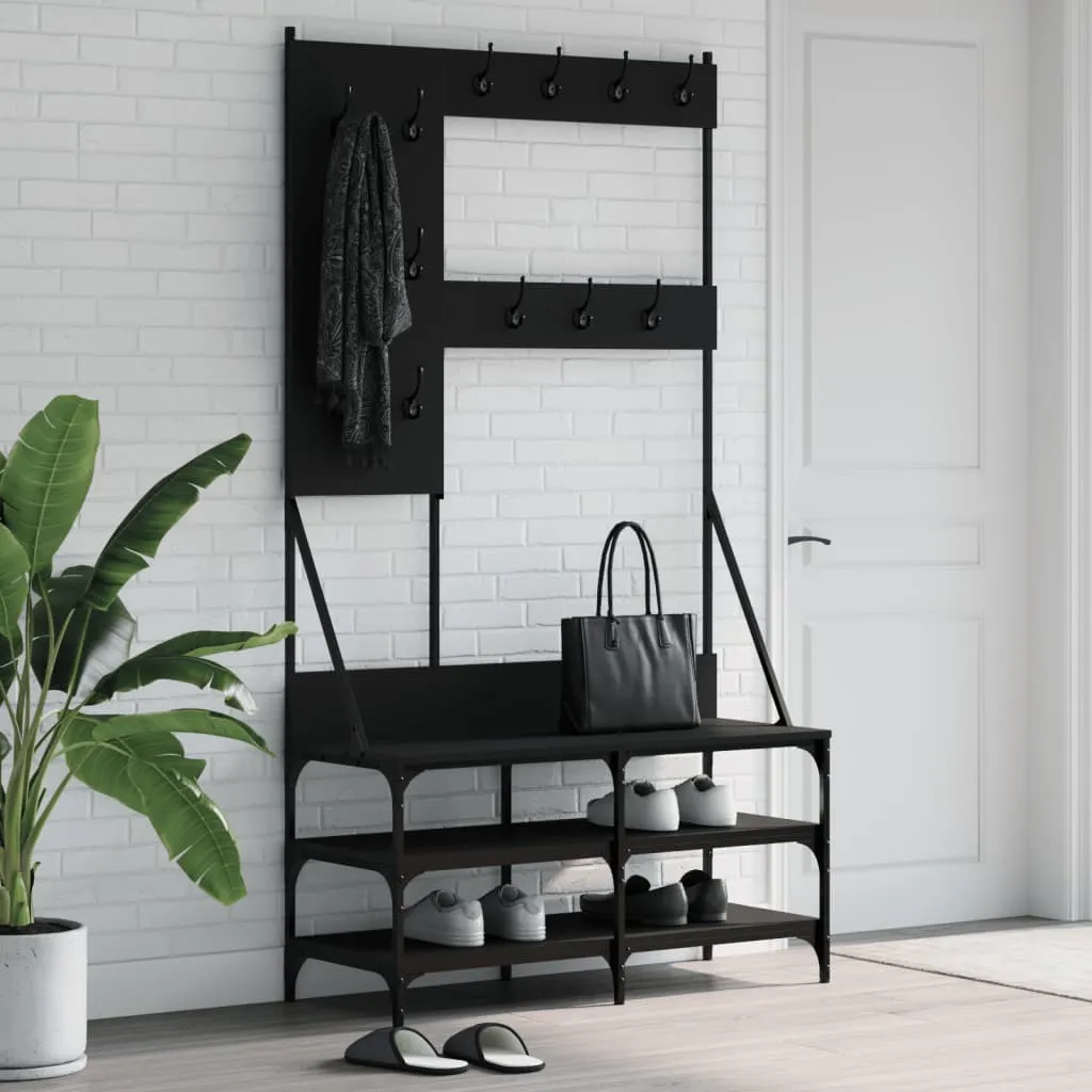 vidaXL Appendiabiti con Porta Scarpe Nero 100x40x184 cm