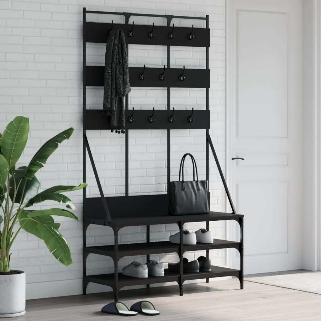 vidaXL Appendiabiti con Porta Scarpe Nero 100x40x184 cm