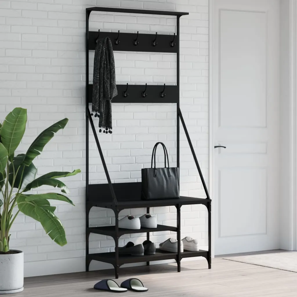 vidaXL Appendiabiti con Porta Scarpe Nero 80x40x184 cm