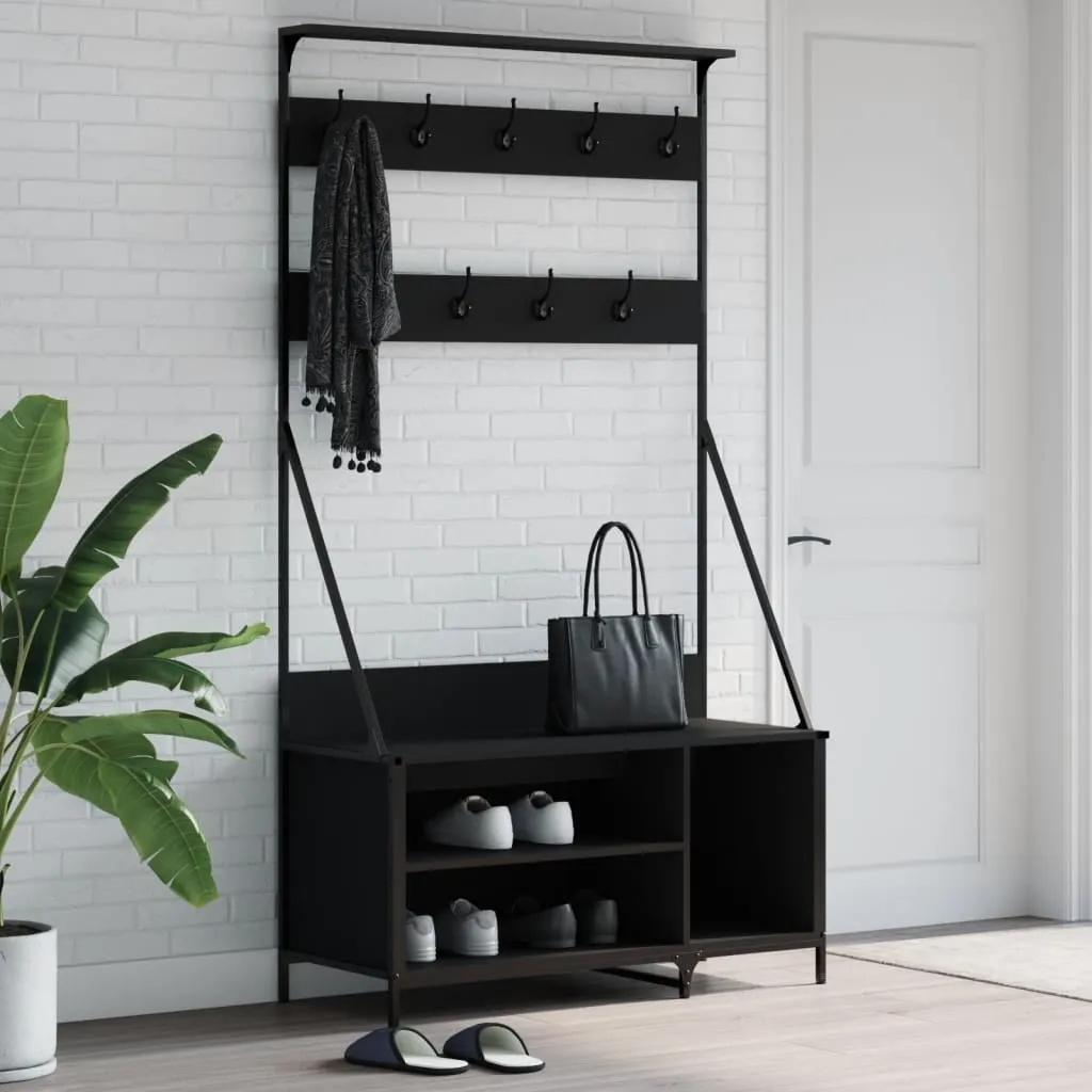 vidaXL Appendiabiti con Porta Scarpe Nero 100x41x184 cm