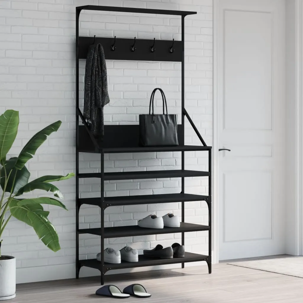 vidaXL Appendiabiti con Porta Scarpe Nero 90x34x184 cm