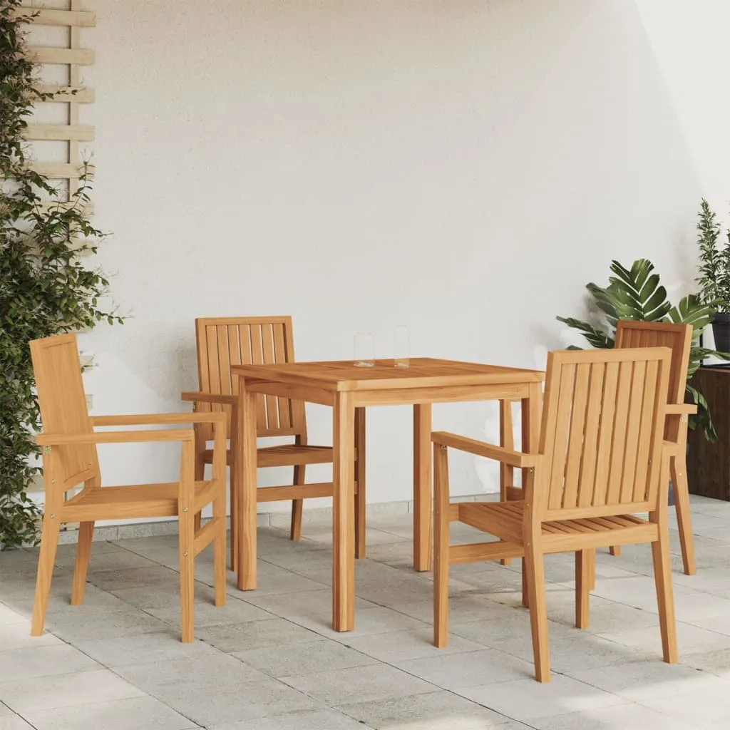 vidaXL Sedie da Giardino Impilabili 4 pz 56,5x57,5x91 cm Massello Teak