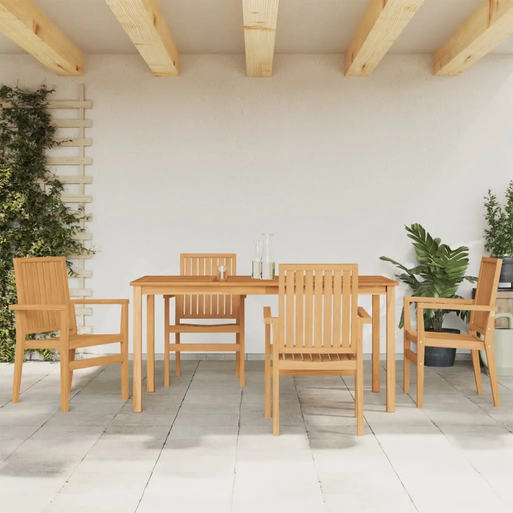 vidaXL Set da Pranzo per Giardino 5 pz in Legno Massello di Teak