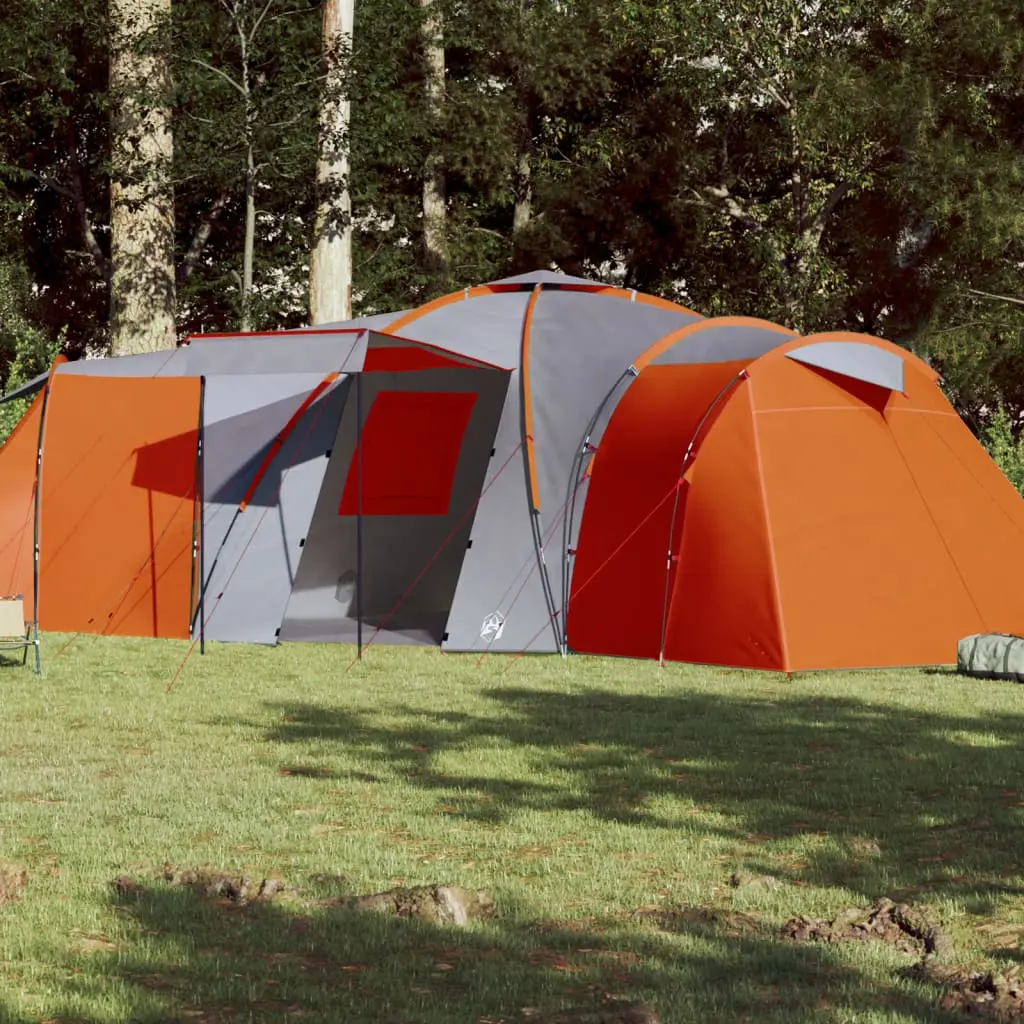 Tenda da Campeggio 12 Persone Grigio e Arancione Impermeabile