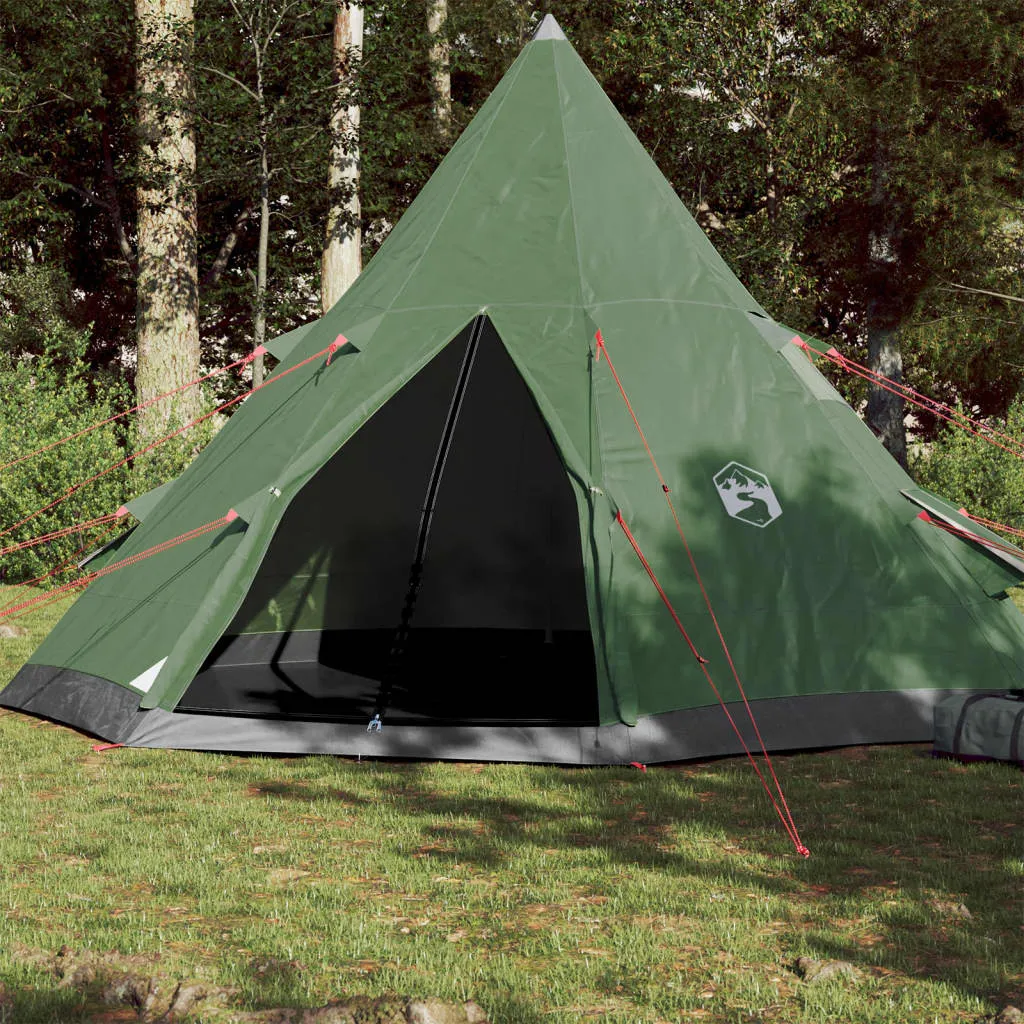 vidaXL Tenda da Campeggio 4 Persone Verde 367x367x259 cm Taffetà 185T