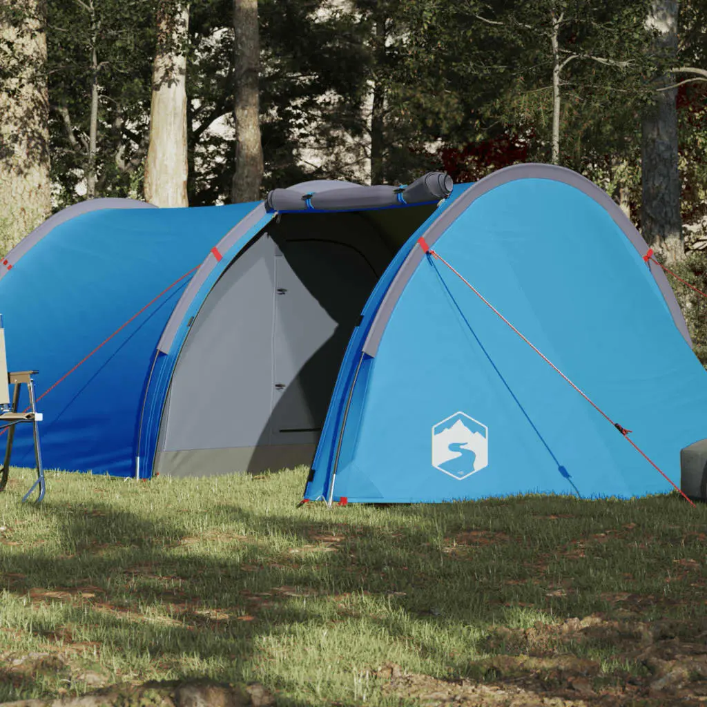 Tenda da Campeggio per 4 Persone Blu Impermeabile