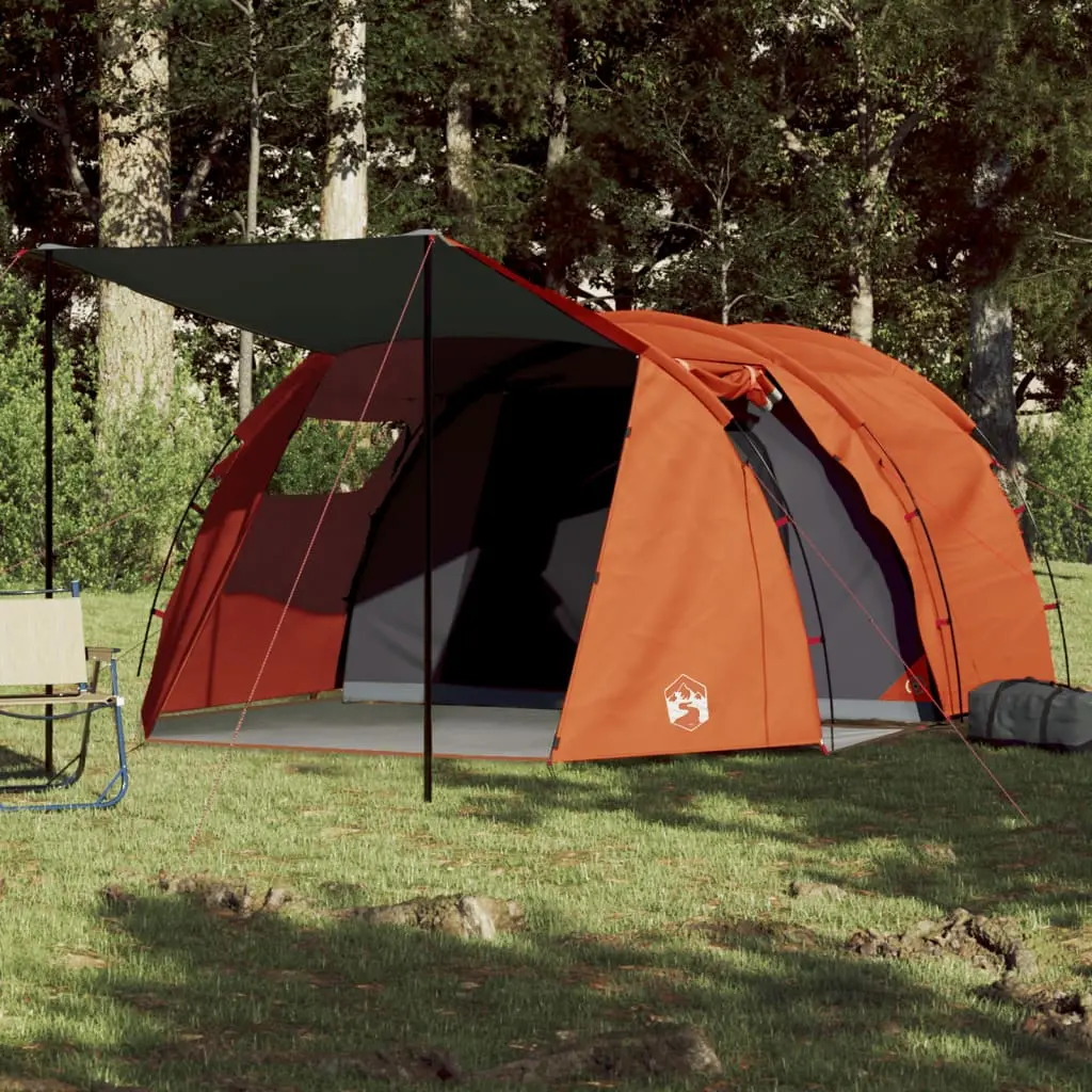 Tenda da Campeggio 4 Persone Grigio e Arancione Impermeabile