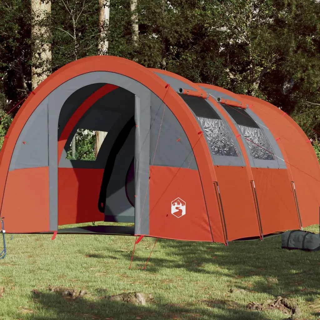 Tenda da Campeggio 4 Persone Grigio e Arancione Impermeabile