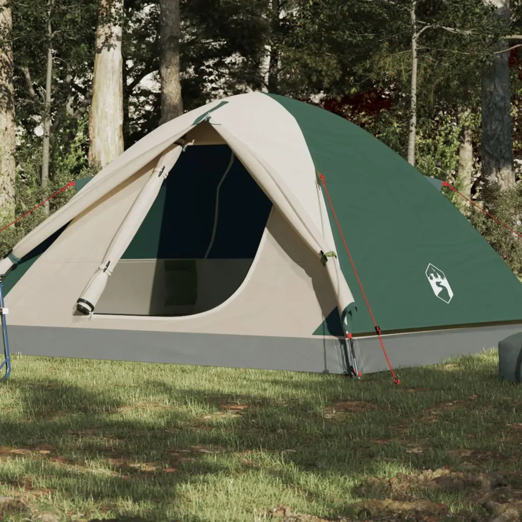 Tenda da Campeggio per 3 Persone Verde Impermeabile