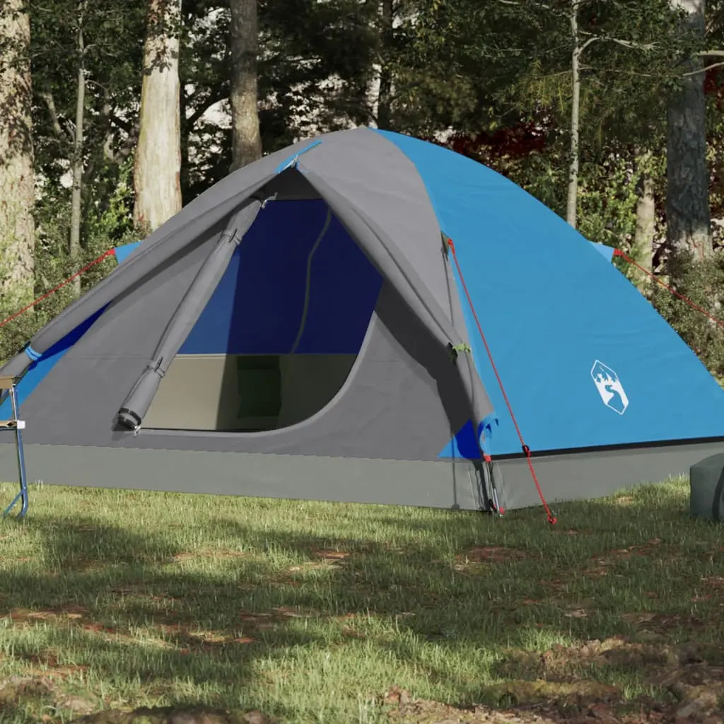 Tenda da Campeggio per 3 Persone Blu Impermeabile