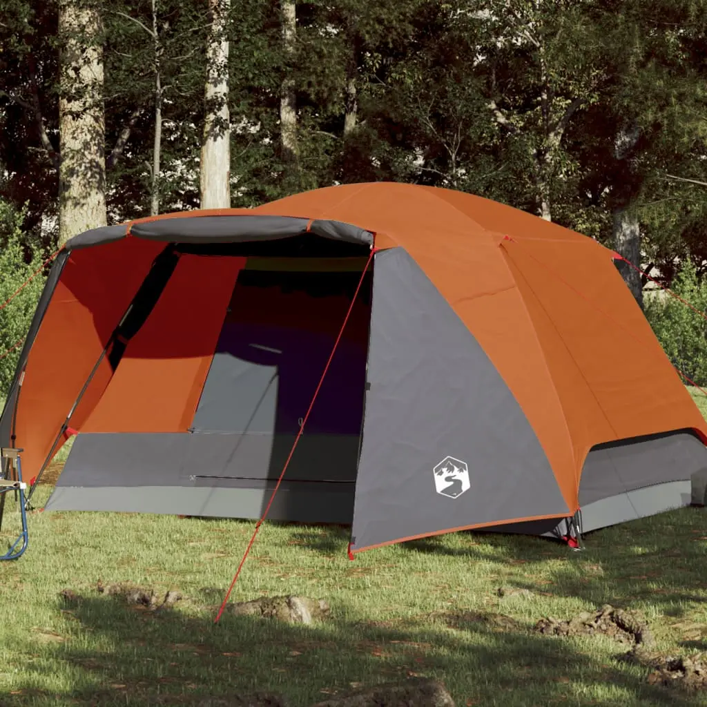 Tenda da Campeggio 4 Persone Grigio e Arancione Impermeabile