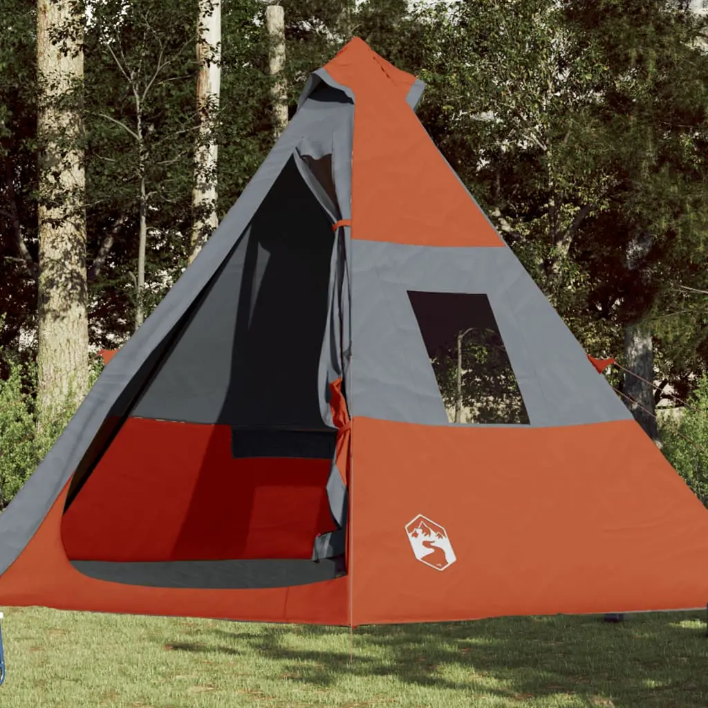 Tenda da Campeggio 7 Persone Grigio e Arancione Impermeabile