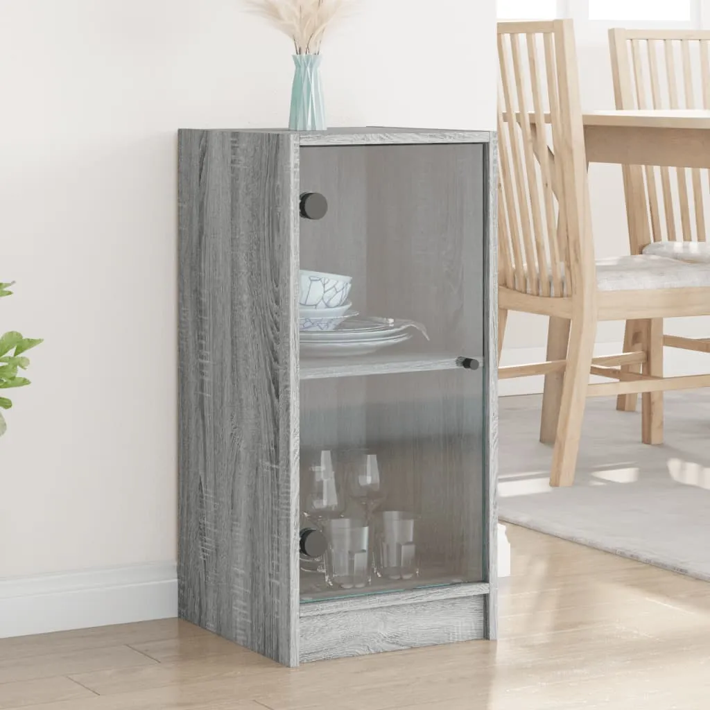 vidaXL Mobile con Ante in Vetro Grigio Sonoma 35x37x75,5 cm