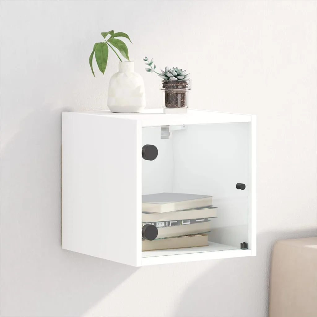 vidaXL Comodino con Anta in Vetro Bianco 35x37x35 cm