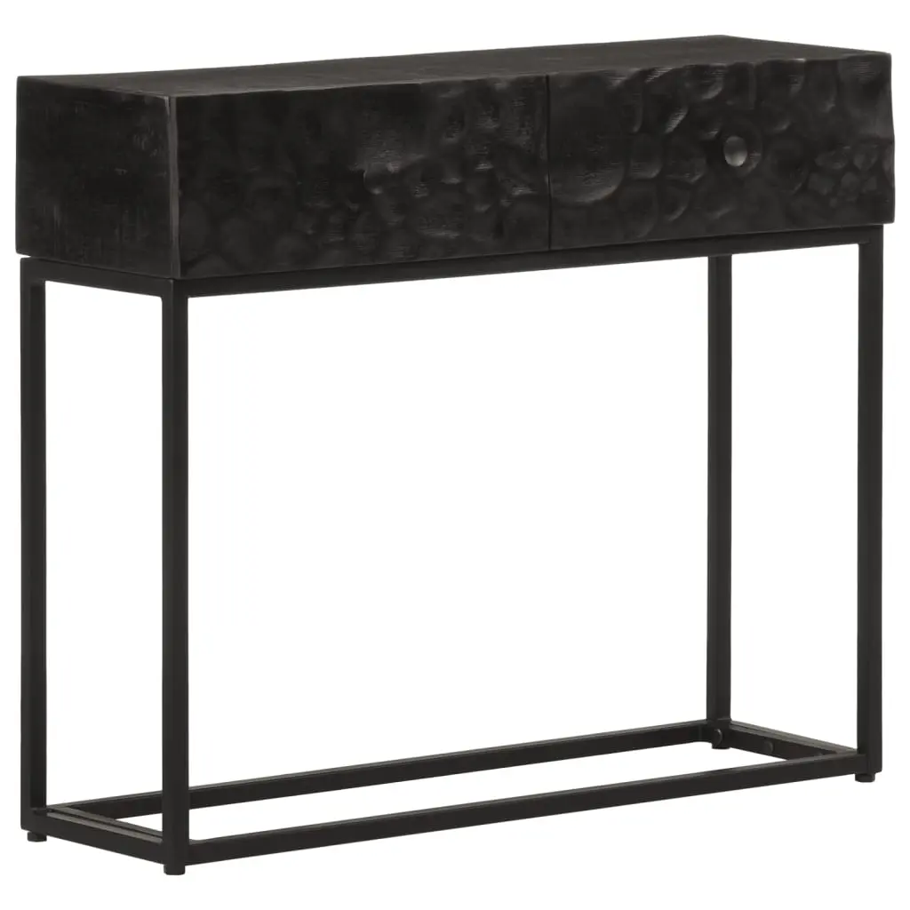 Tavolo Consolle Nero 90x30x76cm Legno Massello di Mango e Ferro