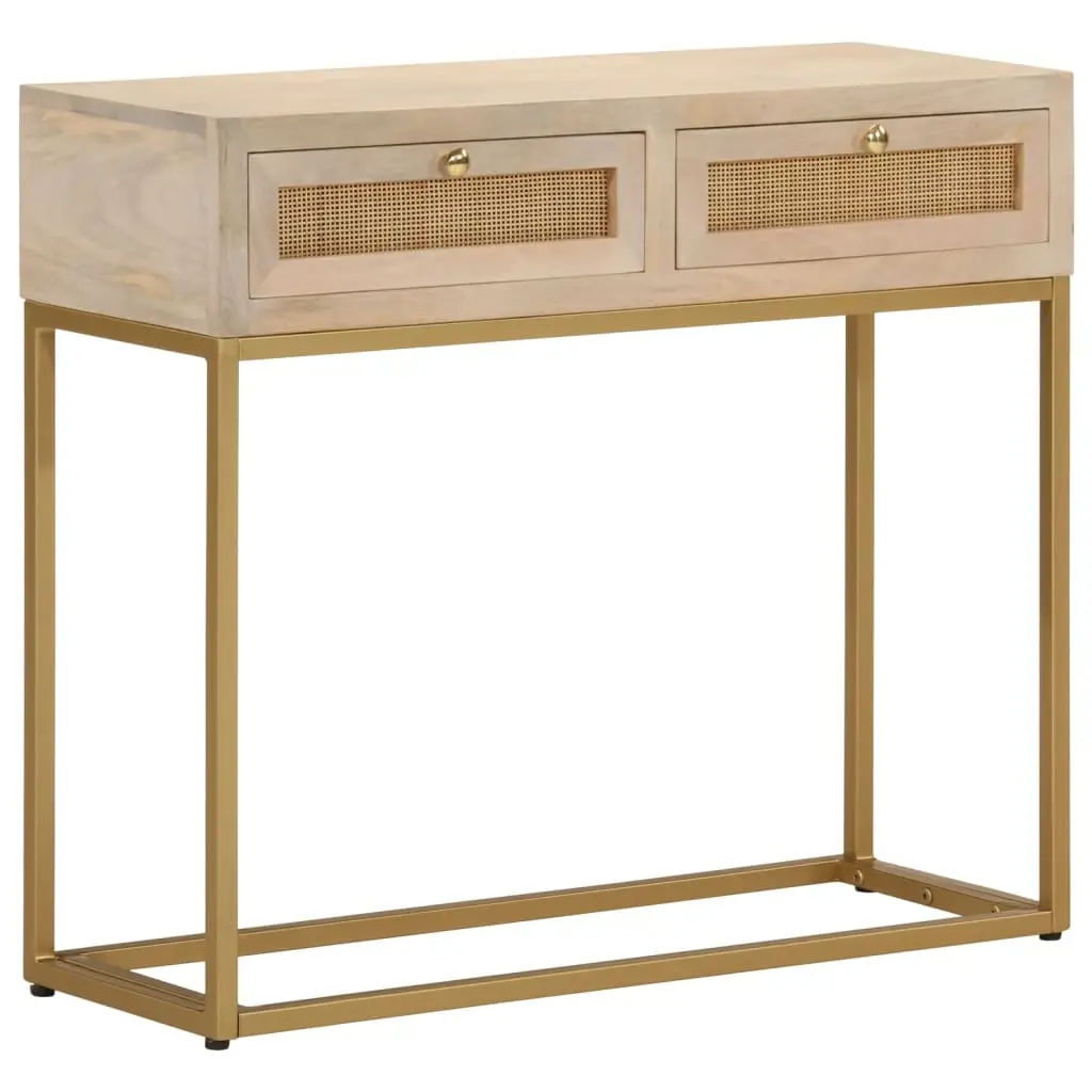 Tavolo Consolle 90x30x76 cm in Legno Massello di Mango e Ferro