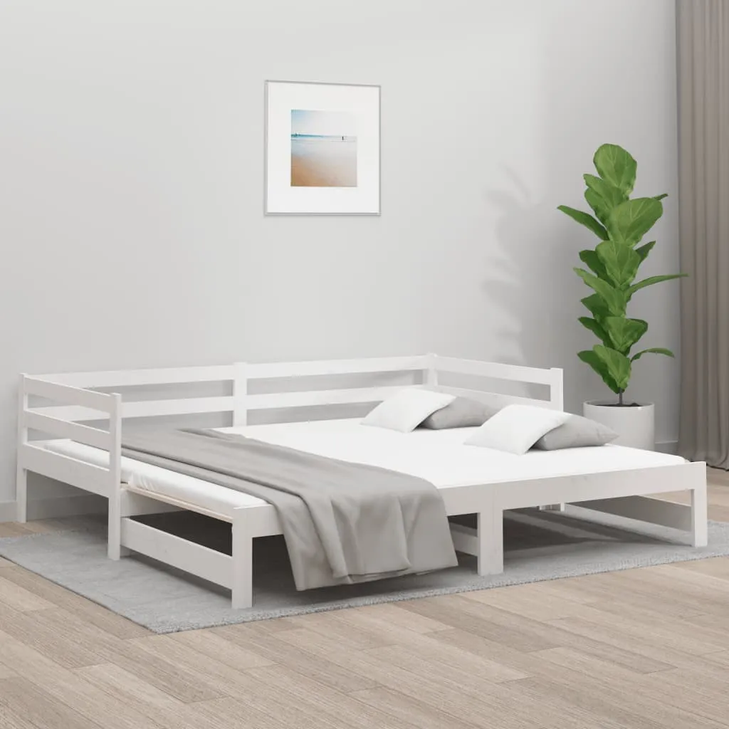 vidaXL Divano Letto con Letto Estraibile Bianco 90x190cm Massello Pino