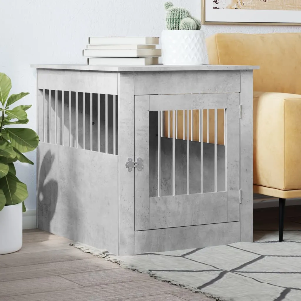 vidaXL Gabbia Cani Arredamento Grigio Cemento 64,5x80x71cm Multistrato