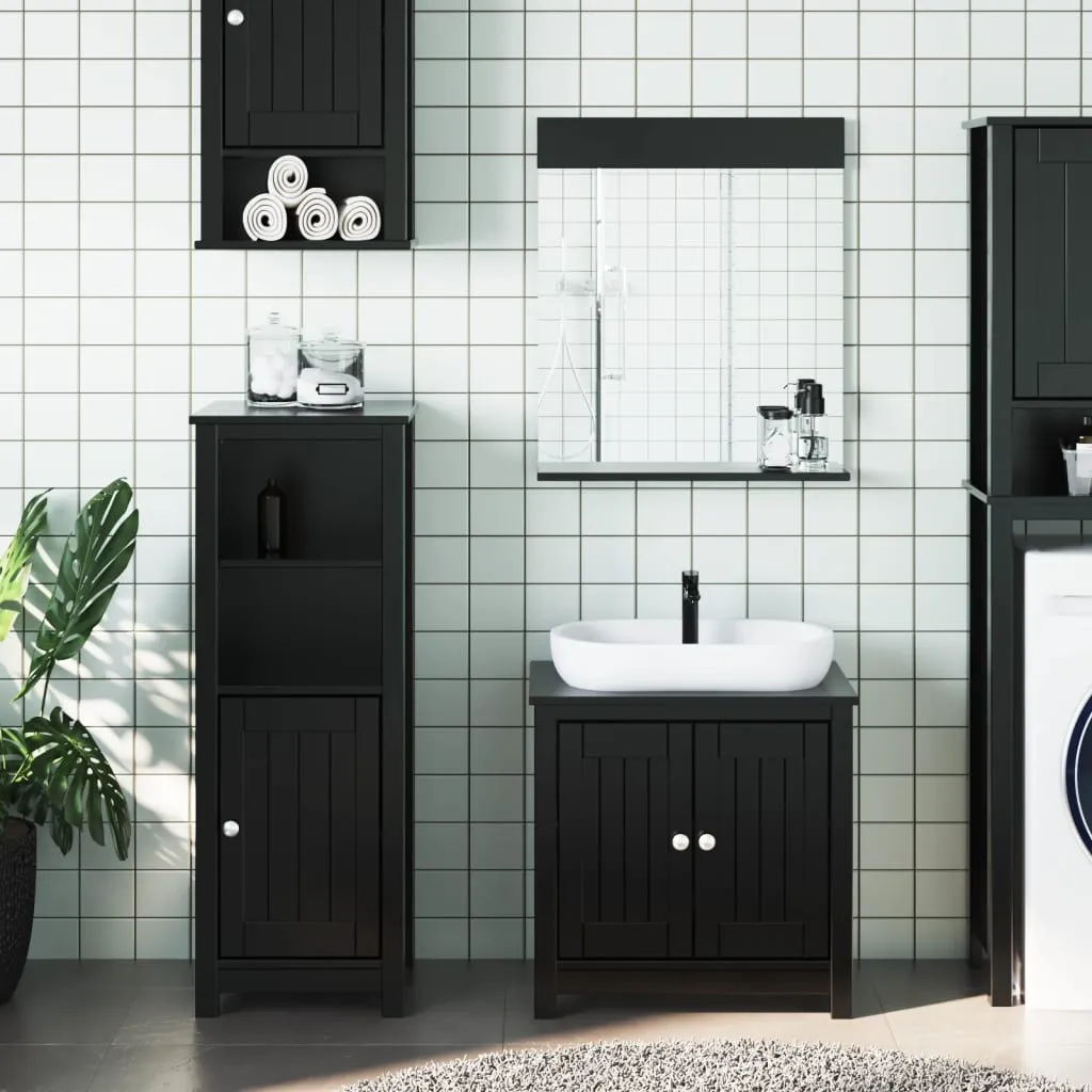 vidaXL Set Mobili da Bagno 3 pz BERG Nero in Legno Massello di Pino