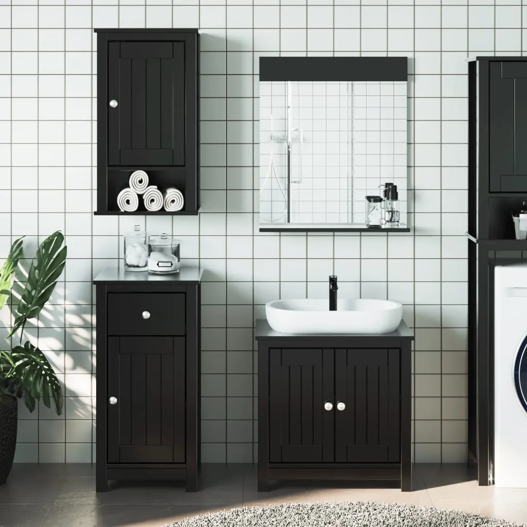 vidaXL Set Mobili da Bagno 4 pz BERG Nero in Legno Massello di Pino