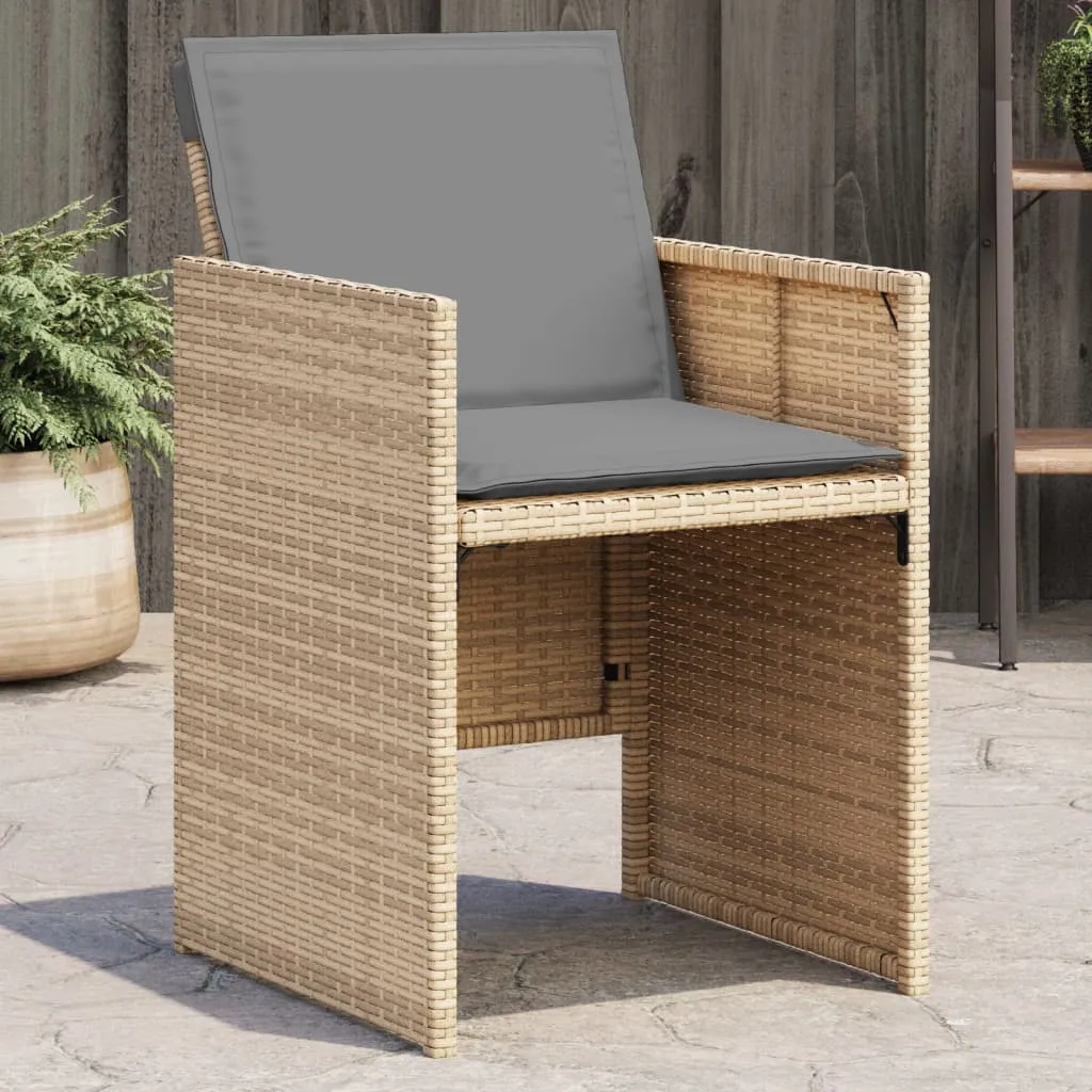 vidaXL Sedie da Giardino con Cuscini 4 pz Beige Misto in Polyrattan