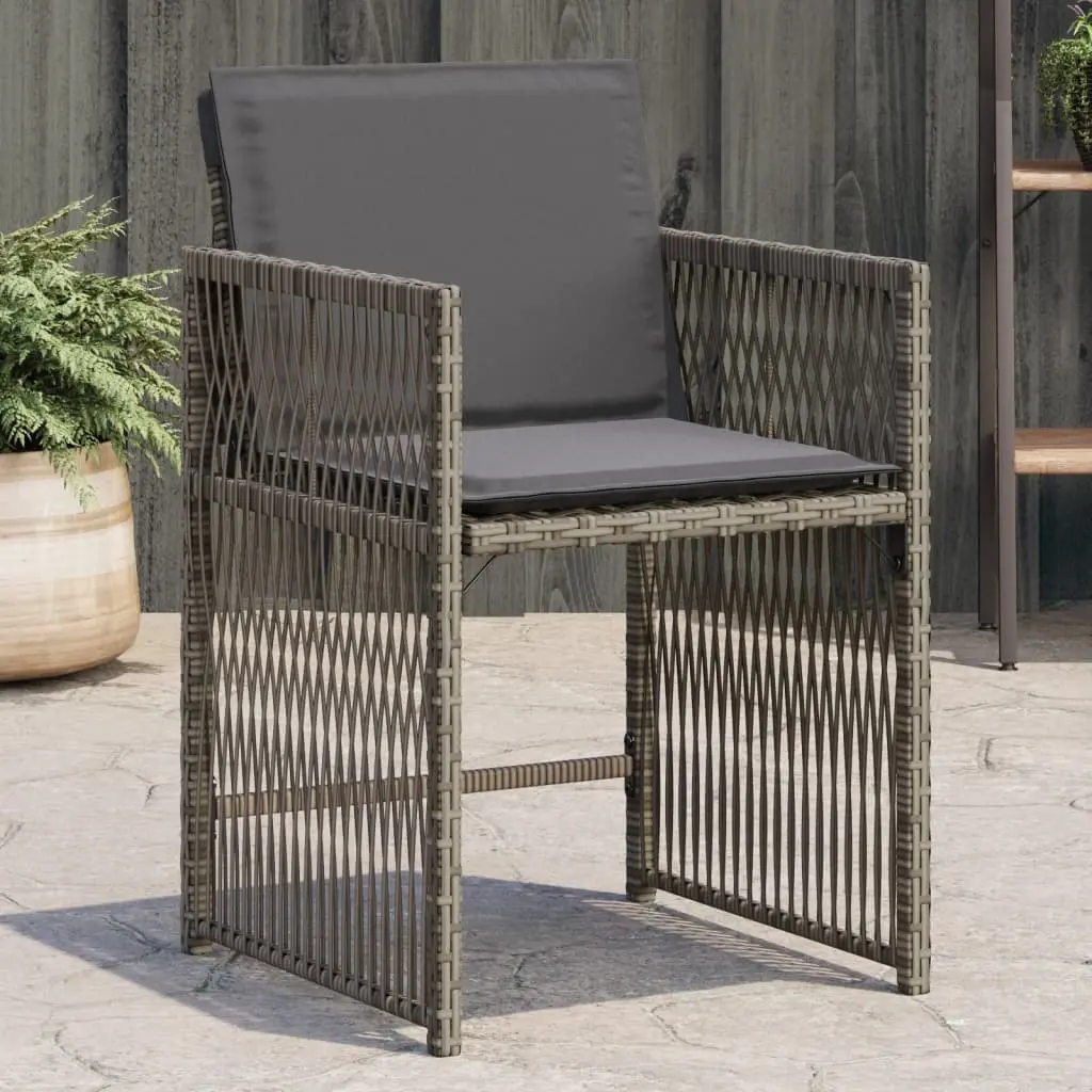 Sedie da Giardino con Cuscini 4pz Grigio in Polyrattan