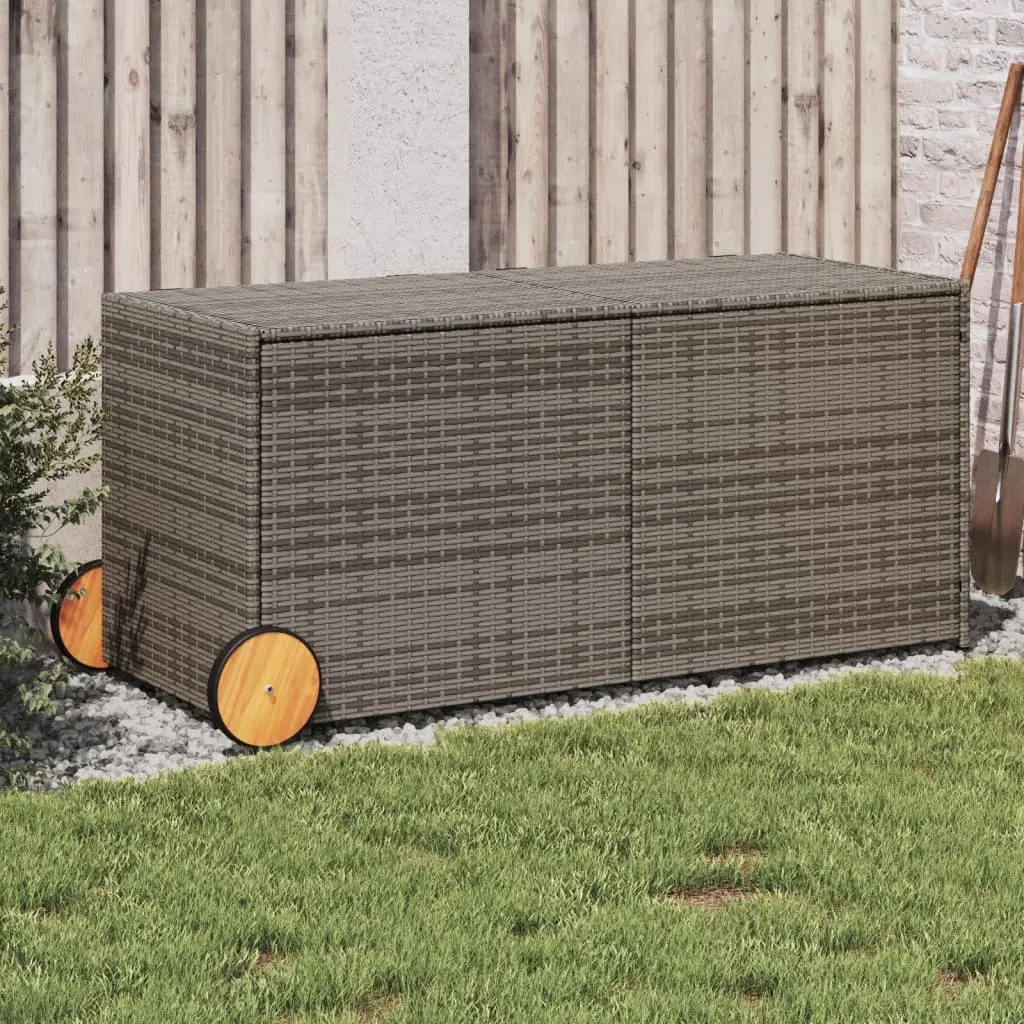 Contenitore da Giardino con Ruote Grigio 283L in Polyrattan